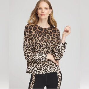 Chico's Scuba Leopard Print Top Size Large